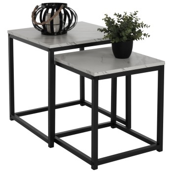 SIDE TABLES GRELAY SET 2PCS MDF & METAL 45Χ45Χ50Hcm.FK8762.12