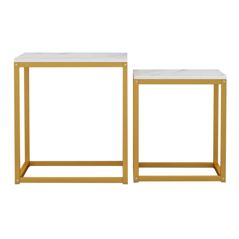 SIDE TABLES GRELAY SET 2PCS MDF & METAL 45Χ45Χ50Hcm.FK8762.11