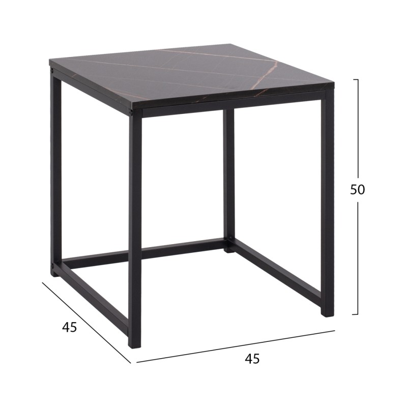 SIDE TABLES GRELAY SET 2PCS MDF & METAL 45Χ45Χ50Hcm.FK8762.13