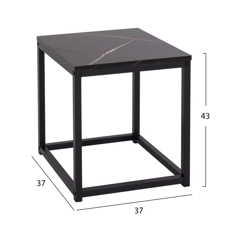 SIDE TABLES GRELAY SET 2PCS MDF & METAL 45Χ45Χ50Hcm.FK8762.13