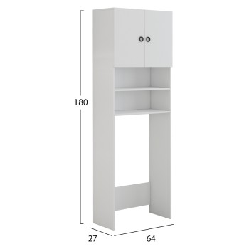 WASHING MACHINE FURNITURE TERRY WITH CABINET AND SHELVES MELAMINE WHITE 64Χ27Χ180Hcm.FK9122.11 WASHING MACHINE FURNITURE TERRY WITH CABINET AND SHELVES MELAMINE WHITE 64Χ27Χ180Hcm.FK9122.11