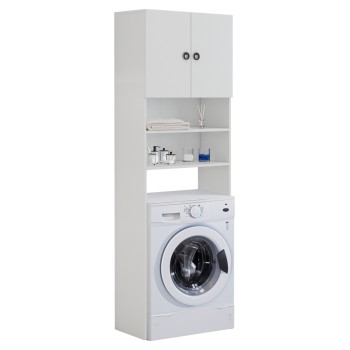 WASHING MACHINE FURNITURE TERRY WITH CABINET AND SHELVES MELAMINE WHITE 64Χ27Χ180Hcm.FK9122.11