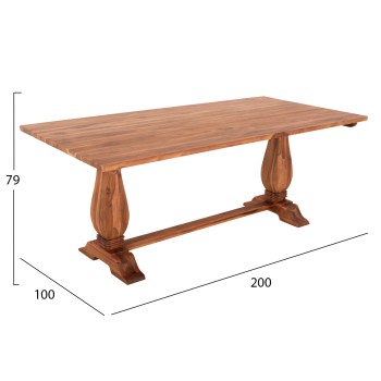 DINING TABLE GUIN FK9463.01 TEAK WOOD CARVED LEGS 200x100x78Hcm.