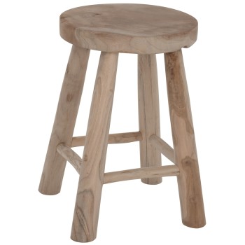 STOOL KONT FK9337 SOLID TEAK SHORT NATURAL Φ30Χ45Ηcm.