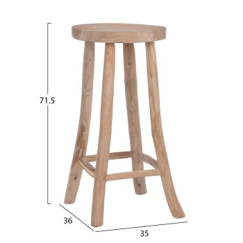 BAR STOOL KONT FK9338 SOLID TEAK NATURAL Φ34,5Χ71,5Hcm. BAR STOOL KONT FK9338 SOLID TEAK NATURAL Φ34,5Χ71,5Hcm.