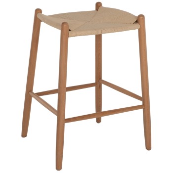 BAR STOOL MEDIUM HEIGHT BEECH WOOD-ROPE 44x46x65Hcm.FK9321.01