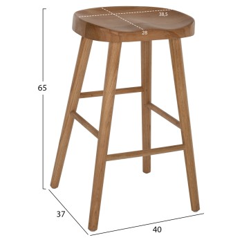 BAR STOOL TOON WOOD IN NATURAL COLOR 40X35X71Hcm.FK9334.01