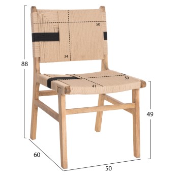 LEISURE CHAIR RUBBERWOOD AND ROPE IN NATURAL RUSTIC COLOR 50x60x88Hcm.FK9323.01 LEISURE CHAIR RUBBERWOOD AND ROPE IN NATURAL RUSTIC COLOR 50x60x88Hcm.FK9323.01