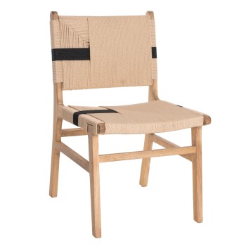 LEISURE CHAIR RUBBERWOOD AND ROPE IN NATURAL RUSTIC COLOR 50x60x88Hcm.FK9323.01