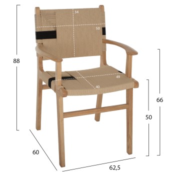ARMCHAIR BAND RUBBERWOOD AND ROPE 62,5x60x88Hcm.FK9324.01 ARMCHAIR BAND RUBBERWOOD AND ROPE 62,5x60x88Hcm.FK9324.01