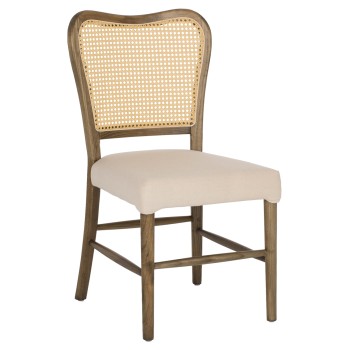 CHAIR TOON WOOD RATTAN BACK FABRIC SEAT FK9406.04 47x52x91.5Hcm.