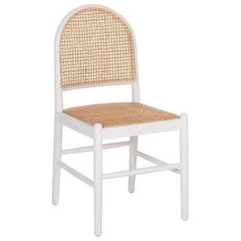 CHAIR BEECH WOOD WHITE-RATTAN BEIGE FK9407.03 43x50x87Hcm.