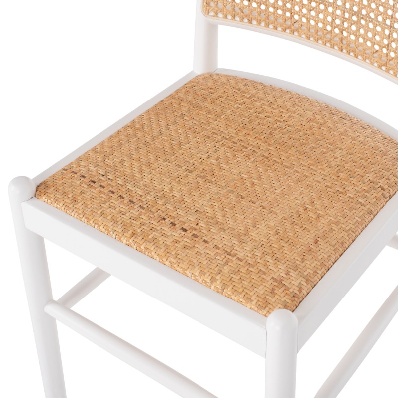 CHAIR BEECH WOOD WHITE-RATTAN BEIGE FK9407.03 43x50x87Hcm.