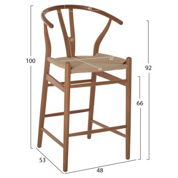BAR STOOL BRAVE BEECH WOOD NATURAL WISHBONE BACK FK9405.01 48x53x100Hcm. BAR STOOL BRAVE BEECH WOOD NATURAL WISHBONE BACK FK9405.01 48x53x100Hcm.