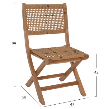 FOLDING CHAIR MADE OF BEECH WOOD AND ROPE IN NATURAL 47X58X84Hcm.FK9411.01