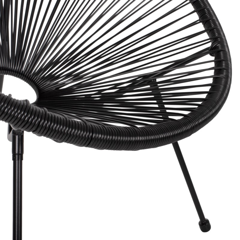 ARMCHAIR ACAPULCO NEST-TYPE BLACK METAL AND BLACK P.E.RATTAN FK5872.01 70x73x79 cm. ARMCHAIR ACAPULCO NEST-TYPE BLACK METAL AND BLACK P.E.RATTAN FK5872.01 70x73x79 cm.