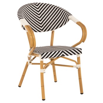 ARMCHAIR ALUMINUM FK5861.01 BAMBOO LOOK BLACK-WHITE