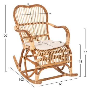ROCKING RATTAN ARMCHAIR SANTA FE FK9343 WITH SEAT CUSHION 60x103x90Ηcm. ROCKING RATTAN ARMCHAIR SANTA FE FK9343 WITH SEAT CUSHION 60x103x90Ηcm.