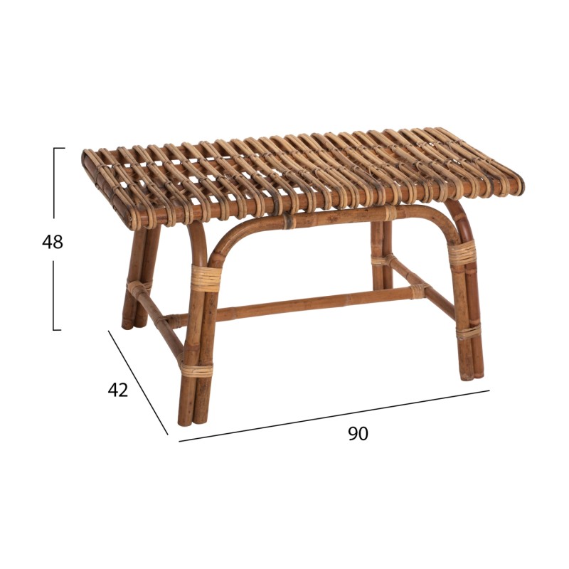 BENCH MADE OF RATTAN NATURAL COLOR 90x42x48Hcm.FK9480 BENCH MADE OF RATTAN NATURAL COLOR 90x42x48Hcm.FK9480