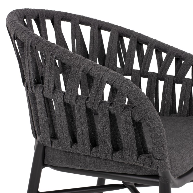 ARMCHAIR ALUMINUM DARK GREY WITH ROPE DARK GREY FK5857.01 57x56x78Η cm. ARMCHAIR ALUMINUM DARK GREY WITH ROPE DARK GREY FK5857.01 57x56x78Η cm.