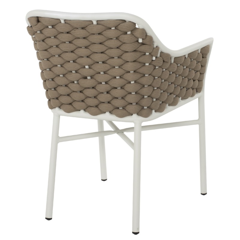 ARMCHAIR ALUMINUM FK5858.02 WHITE WITH BEIGE ROPE 56x58x76Hcm. ARMCHAIR ALUMINUM FK5858.02 WHITE WITH BEIGE ROPE 56x58x76Hcm.