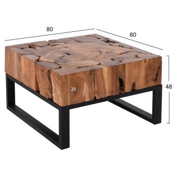 COFFEE TABLE PIEN FK9354 SQUARE SOLID TEAK NATURAL COLOR 80X80X48H