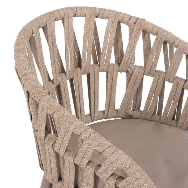 ARMCHAIR ALUMINUM LIGHT MOCHA & BEIGE ROPE 57x56x78Hcm.FK5857.03 ARMCHAIR ALUMINUM LIGHT MOCHA & BEIGE ROPE 57x56x78Hcm.FK5857.03