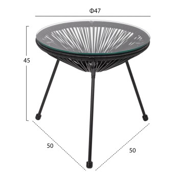 SIDE TABLE ALLEGRA PROFESSIONAL BLACK METAL AND BLACK RATTAN FK5874.01 D47x45Hcm. SIDE TABLE ALLEGRA PROFESSIONAL BLACK METAL AND BLACK RATTAN FK5874.01 D47x45Hcm.