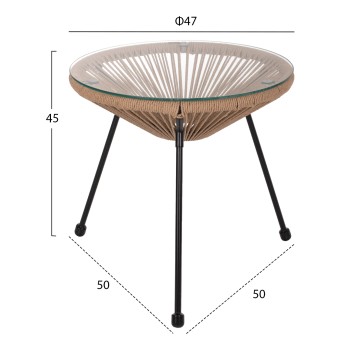 SIDE TABLE ALLEGRA PROFESSIONAL BLACK METAL LEGS RATTAN NATURAL FK5873.01 D47Χ45Hcm. SIDE TABLE ALLEGRA PROFESSIONAL BLACK METAL LEGS RATTAN NATURAL FK5873.01 D47Χ45Hcm.