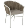 ARMCHAIR ALUMINUM FK5859.02 WHITE AND BEIGE FOAMY ROPE ARMCHAIR ALUMINUM FK5859.02 WHITE AND BEIGE FOAMY ROPE