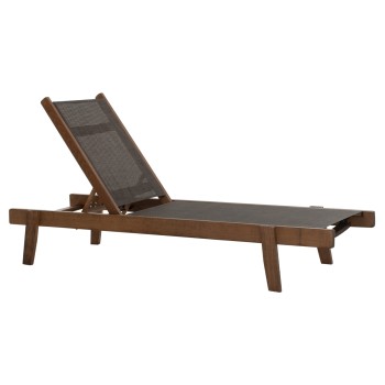 SUNBED PROFESSIONAL CRETA BEECH WOOD IN WALNUT COLOR & BROWN TEXTILENE 200x61-66x31-91Hcm.FK10356.04