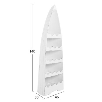 BOTTLE RACK VERTICAL 17 PLACES BOAT SHAPE MAHOGANY WOOD FK9495 46x30x140H cm.