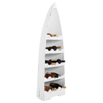 BOTTLE RACK VERTICAL 17 PLACES BOAT SHAPE MAHOGANY WOOD FK9495 46x30x140H cm.