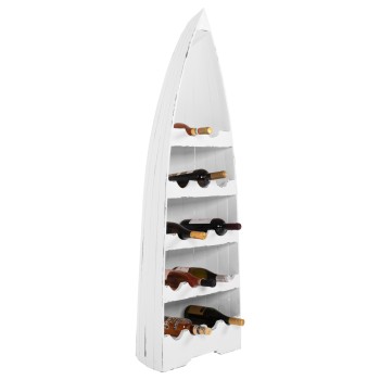 BOTTLE RACK VERTICAL 17 PLACES BOAT SHAPE MAHOGANY WOOD FK9495 46x30x140H cm.