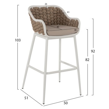 STOOL ALUMINUM WHITE WITH BEIGE ROPE 50x51x103Hcm.FK5862.02 STOOL ALUMINUM WHITE WITH BEIGE ROPE 50x51x103Hcm.FK5862.02