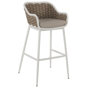 STOOL ALUMINUM WHITE WITH BEIGE ROPE 50x51x103Hcm.FK5862.02