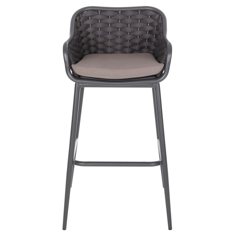 BAR STOOL ALUMINUM FRAME DARK GREY-ROPE BROWN 50x50x103Hcm.FK5862.01 BAR STOOL ALUMINUM FRAME DARK GREY-ROPE BROWN 50x50x103Hcm.FK5862.01