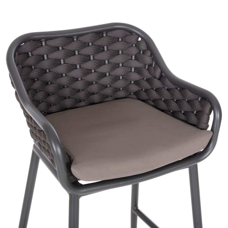 BAR STOOL ALUMINUM FRAME DARK GREY-ROPE BROWN 50x50x103Hcm.FK5862.01 BAR STOOL ALUMINUM FRAME DARK GREY-ROPE BROWN 50x50x103Hcm.FK5862.01