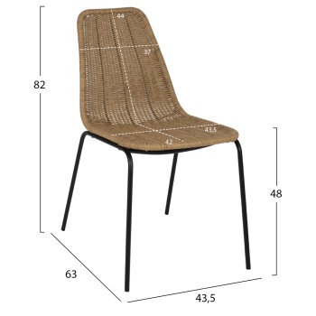 CHAIR PROFESSIONAL FK5867.01 METAL BLACK WITH RATTAN  NATURAL 43.5x63x82Hcm.