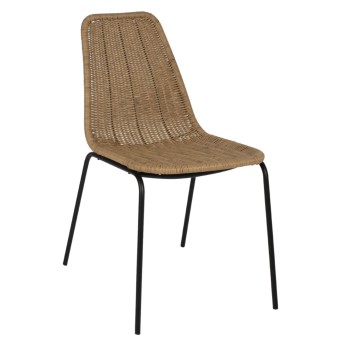 CHAIR PROFESSIONAL FK5867.01 METAL BLACK WITH RATTAN  NATURAL 43.5x63x82Hcm.