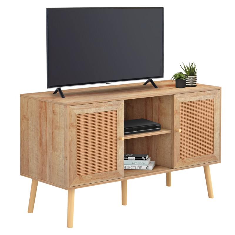 TV STAND MELAMINE COLM RATTAN DOORS FK9223.11 NATURAL COLOR 120x39x56,5Hcm. TV STAND MELAMINE COLM RATTAN DOORS FK9223.11 NATURAL COLOR 120x39x56,5Hcm.