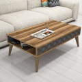 COFFEE TABLE MELAMINE FK9499.02 WALNUT COLOR & SKY BLUE CARVED SIDES 105x60x36.6Hcm. COFFEE TABLE MELAMINE FK9499.02 WALNUT COLOR & SKY BLUE CARVED SIDES 105x60x36.6Hcm.