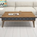 COFFEE TABLE MELAMINE FK9499.02 WALNUT COLOR & SKY BLUE CARVED SIDES 105x60x36.6Hcm. COFFEE TABLE MELAMINE FK9499.02 WALNUT COLOR & SKY BLUE CARVED SIDES 105x60x36.6Hcm.