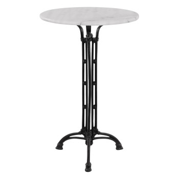 TABLE BRIELLE FK5890 WITH CAST IRON TREFOIL LEGS AND MARBLE TOP Φ60x110Hcm.
