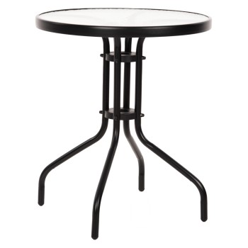 TABLE LIMA FK5079.03 METAL BLACK WITH TEMPERED GLASS TOP Φ60x68Hcm.