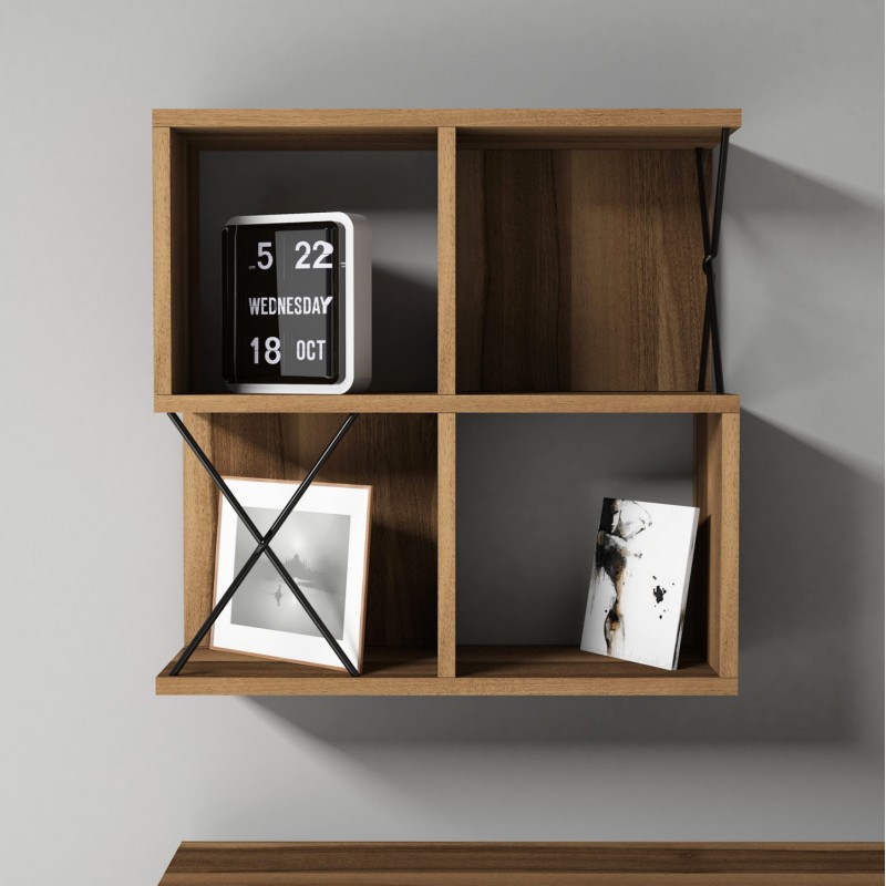 WALL SHELF ΗΜ9520.02 MELAMINE IN WALNUT COLOR 60x24x60Hcm. WALL SHELF ΗΜ9520.02 MELAMINE IN WALNUT COLOR 60x24x60Hcm.