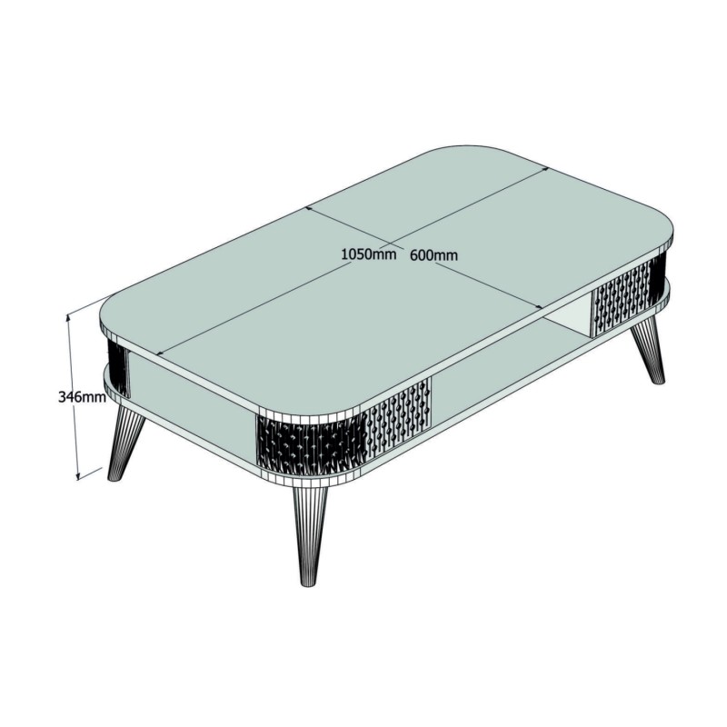 COFFEE TABLE MELAMINE FK9501.01 IN NATURAL OAK 105x60x34.6Hcm. COFFEE TABLE MELAMINE FK9501.01 IN NATURAL OAK 105x60x34.6Hcm.