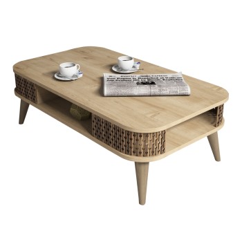 COFFEE TABLE MELAMINE FK9501.01 IN NATURAL OAK 105x60x34.6Hcm.