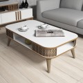 COFFEE TABLE MELAMINE FK9501.03 IN WHITE-WALNUT COLOR 105x60x34.6Hcm. COFFEE TABLE MELAMINE FK9501.03 IN WHITE-WALNUT COLOR 105x60x34.6Hcm.