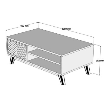 COFFEE TABLE FK9502.04 MELAMINE WITH CABINET WALNUT & YELLOW 105x60x38.2Hcm.